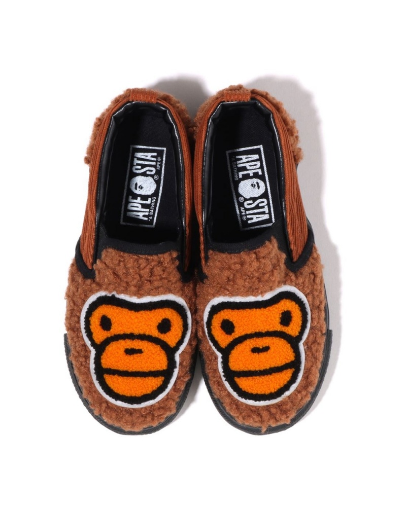 Bape Baby Milo Boa Slip Ons Schuhe Kinder Braun | SXH-152907