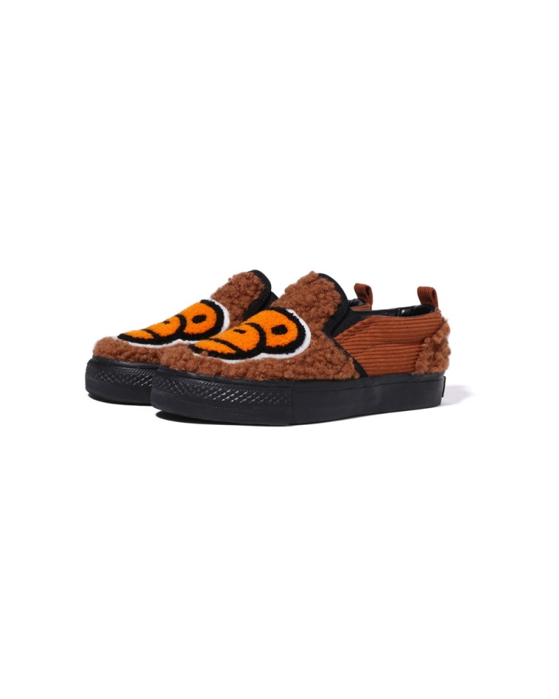 Bape Baby Milo Boa Slip Ons Schuhe Kinder Braun | SXH-152907