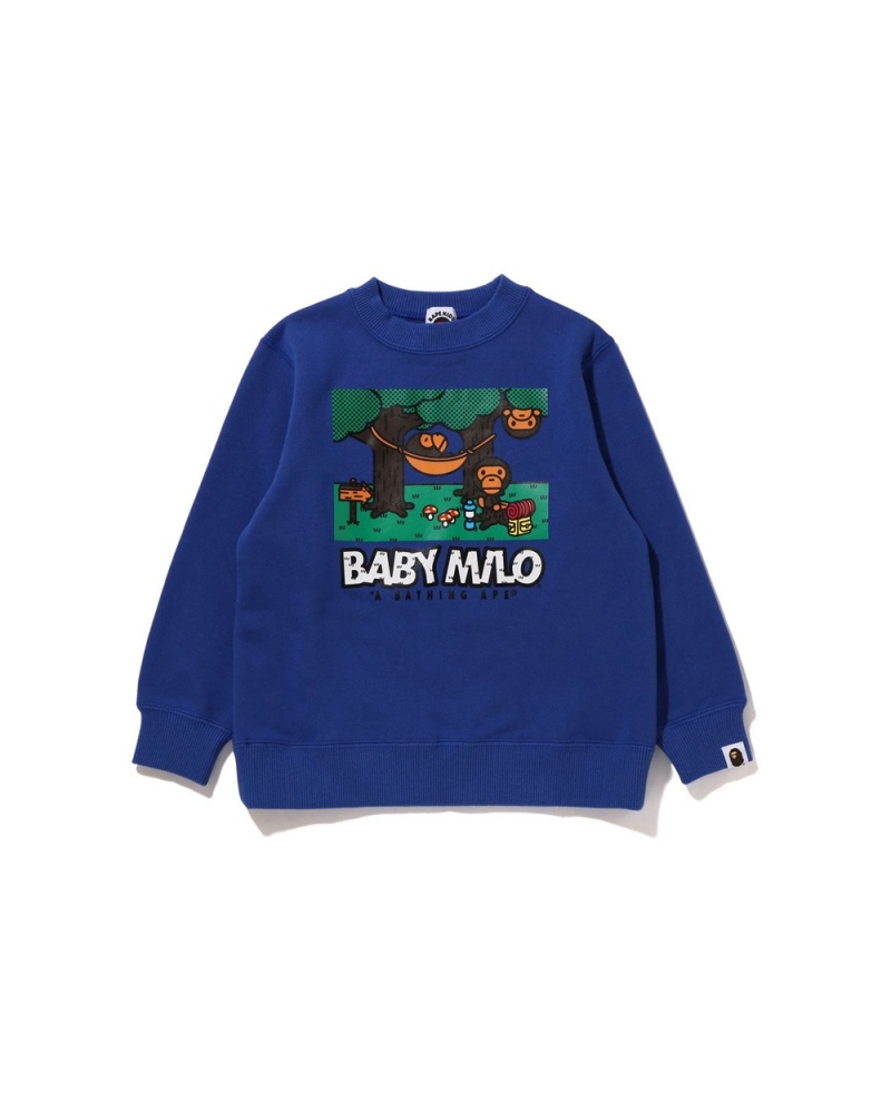 Bape Baby Milo Hammock Crewneck Oberteile Kinder Blau | ZWC-260971