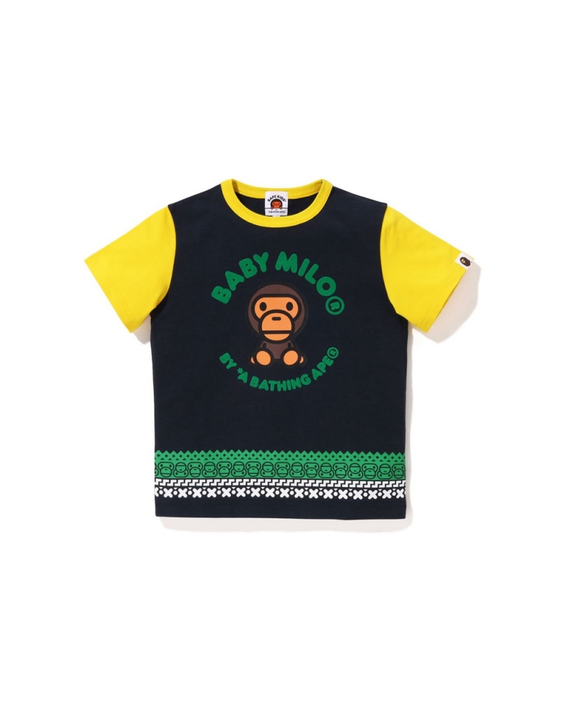 Bape Baby Milo Nordic Print Oberteile Kinder Navy Blau | BWO-201945