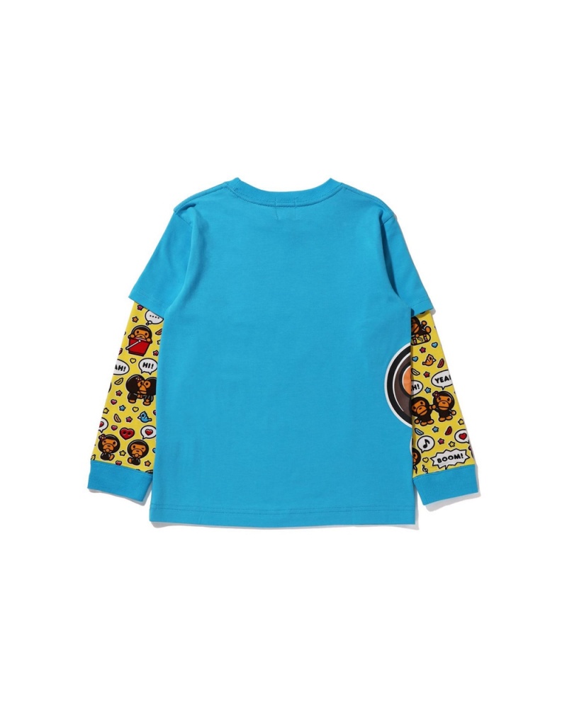 Bape Baby Milo Speech Balloon Layered L/S Oberteile Kinder Blau | EHB-718439