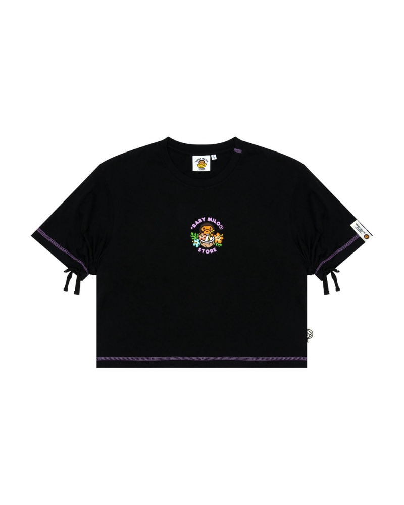 Bape Baby Milo cropped fit T-shirts Damen Schwarz | EHD-531246