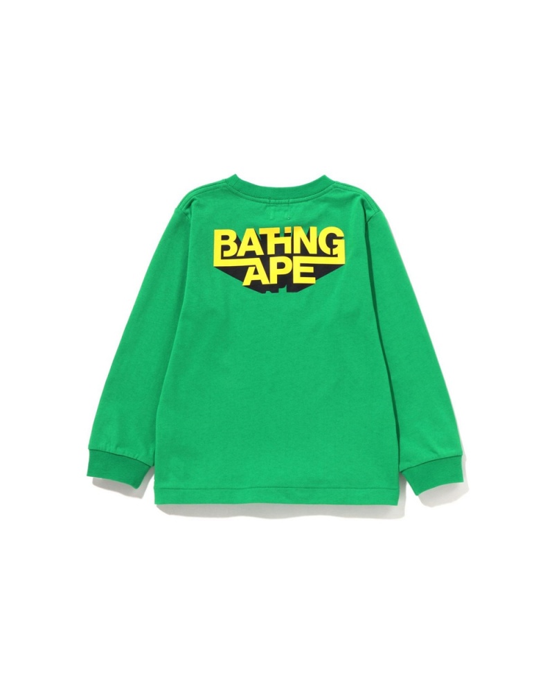 Bape Bathing Ape Ape Head L/S Oberteile Kinder Mintfarben | VNY-064153