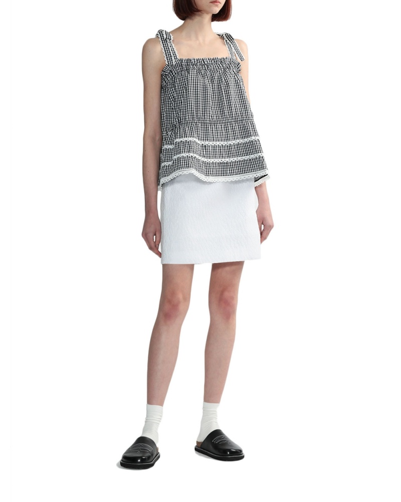 Bape Check strap sleeveless Bluse Damen Grau | CND-329480