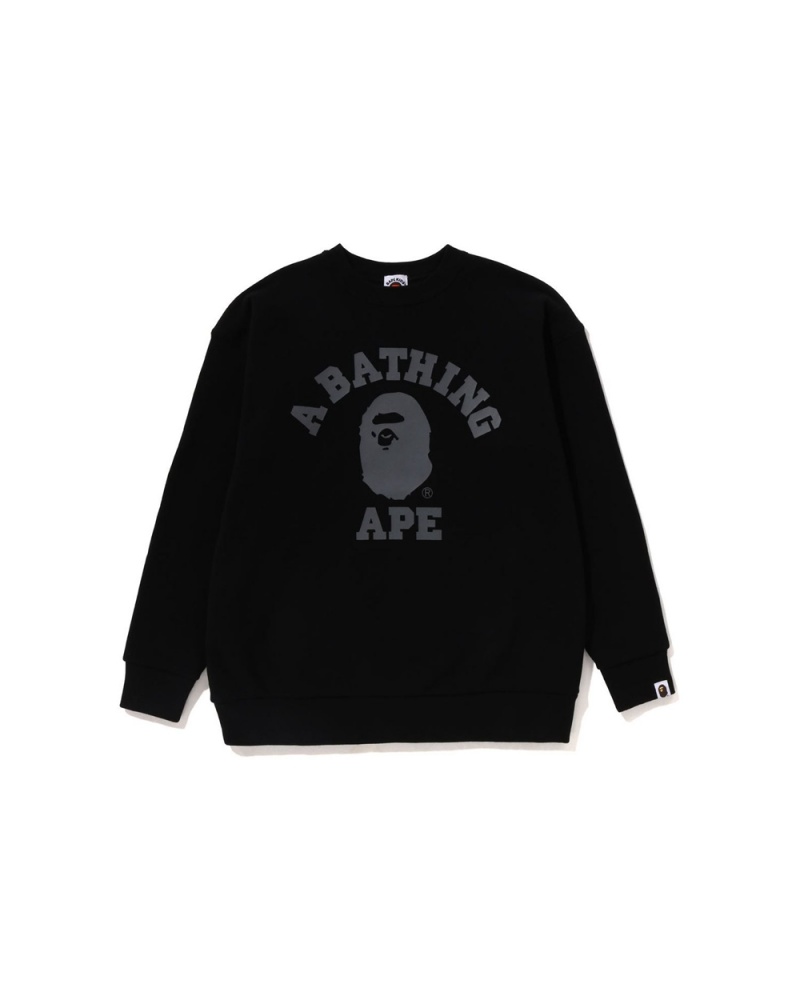 Bape College Crewneck Jr Oberteile Kinder Schwarz | YEM-528649