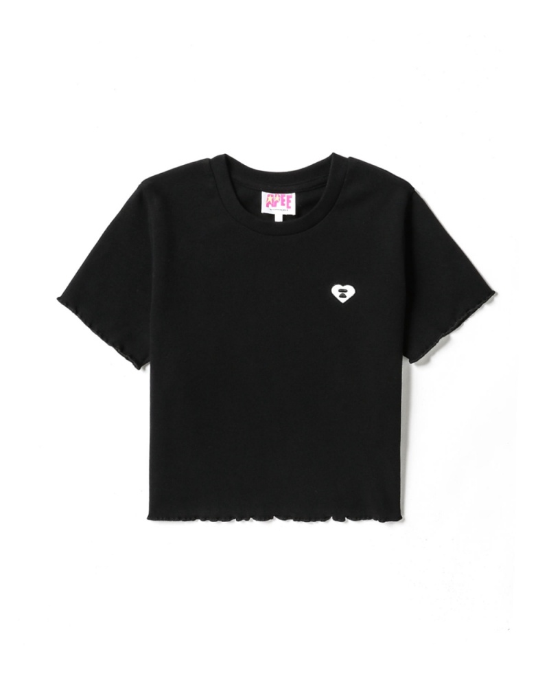 Bape Cropped logo Bluse Damen Schwarz | KGN-361592