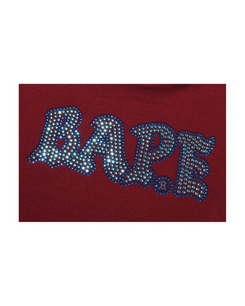 Bape Crystal Stone Cropped Pullover Hoodie Sweatshirt Damen Bordeaux | ETM-903584