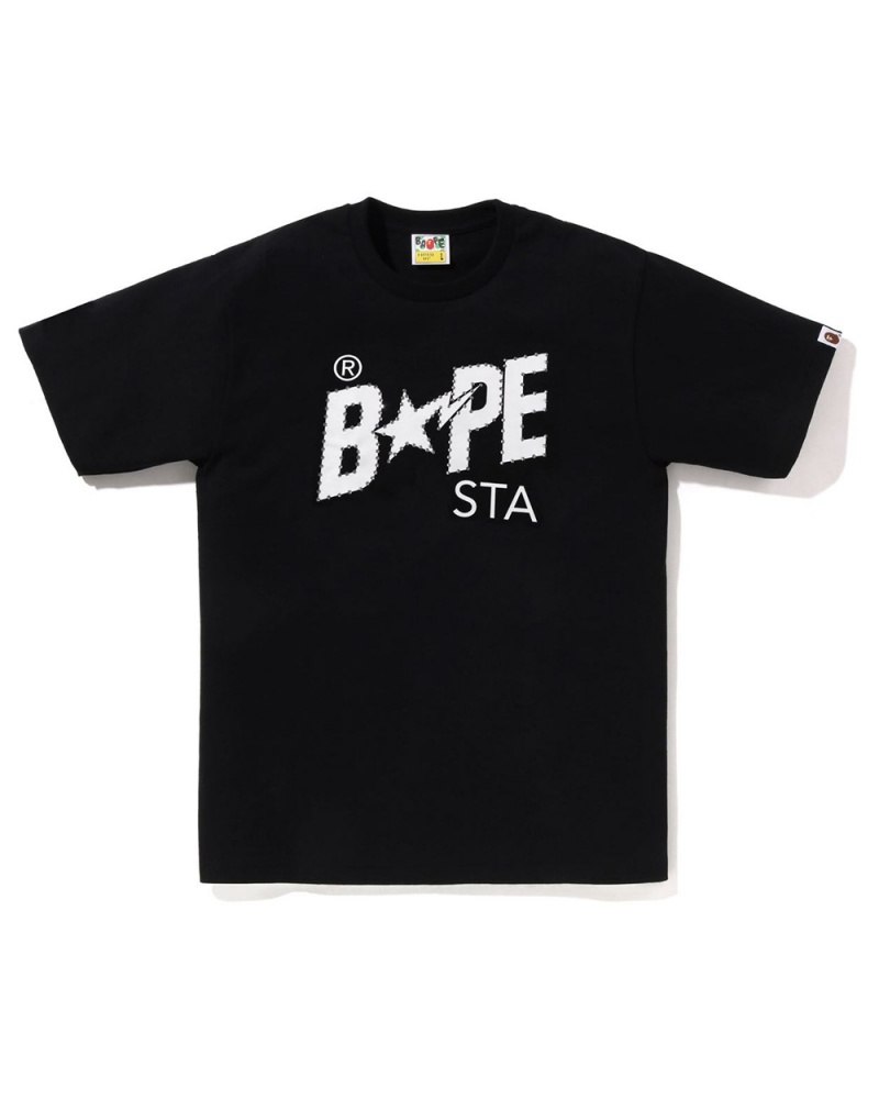 Bape Crystal Stone STA Logo T-shirts Herren Schwarz | HPQ-061452