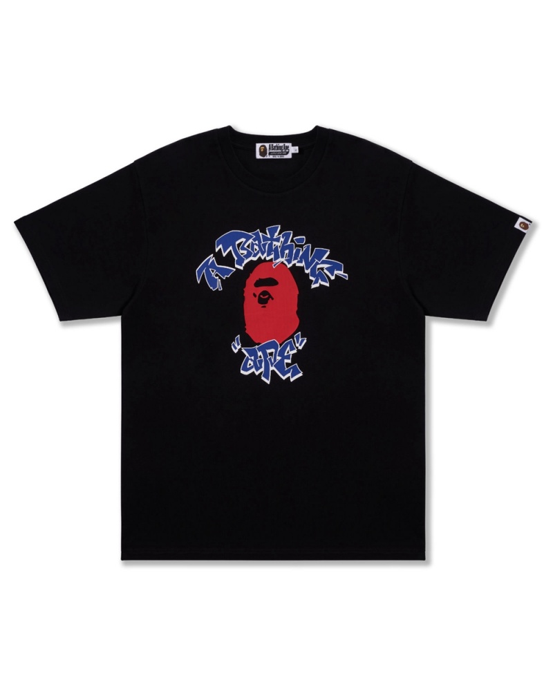 Bape Graffiti College T-shirts Herren Schwarz | JEY-397042