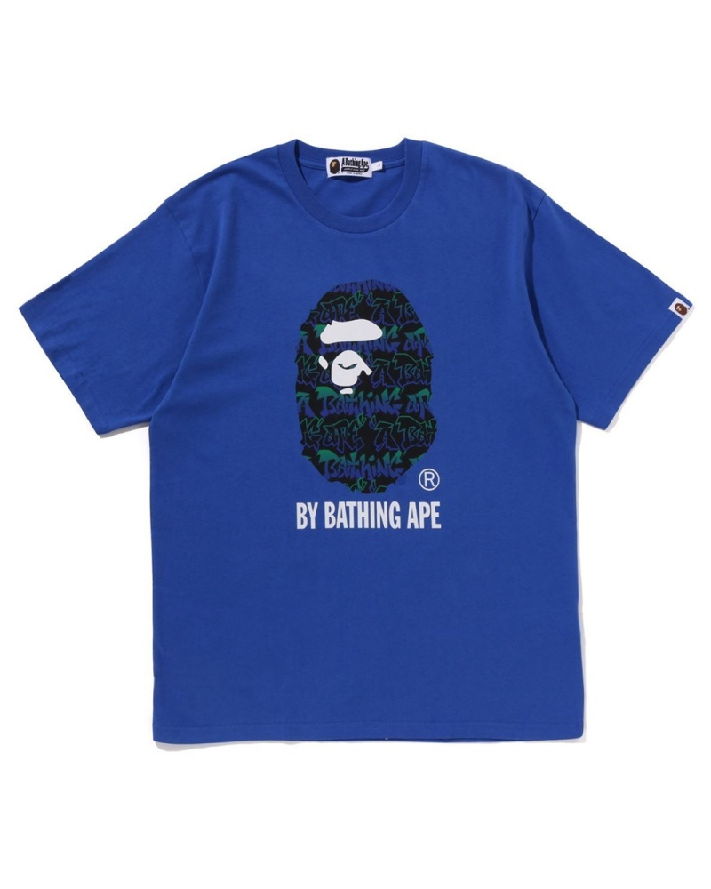 Bape Graffiti Pattern By Bathing Ape T-shirts Herren Blau | EVP-792634