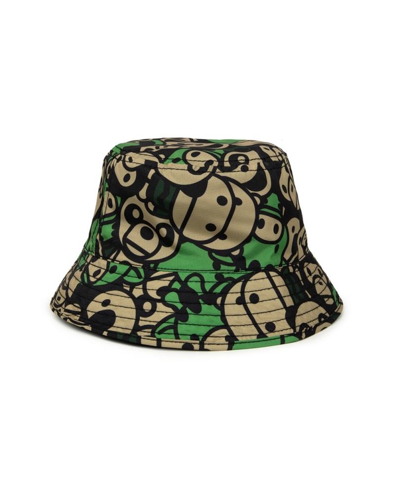 Bape Graphic bucket Hüte Damen Grün Khaki | YHQ-067349