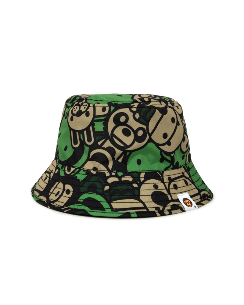 Bape Graphic bucket Hüte Damen Grün Khaki | YHQ-067349