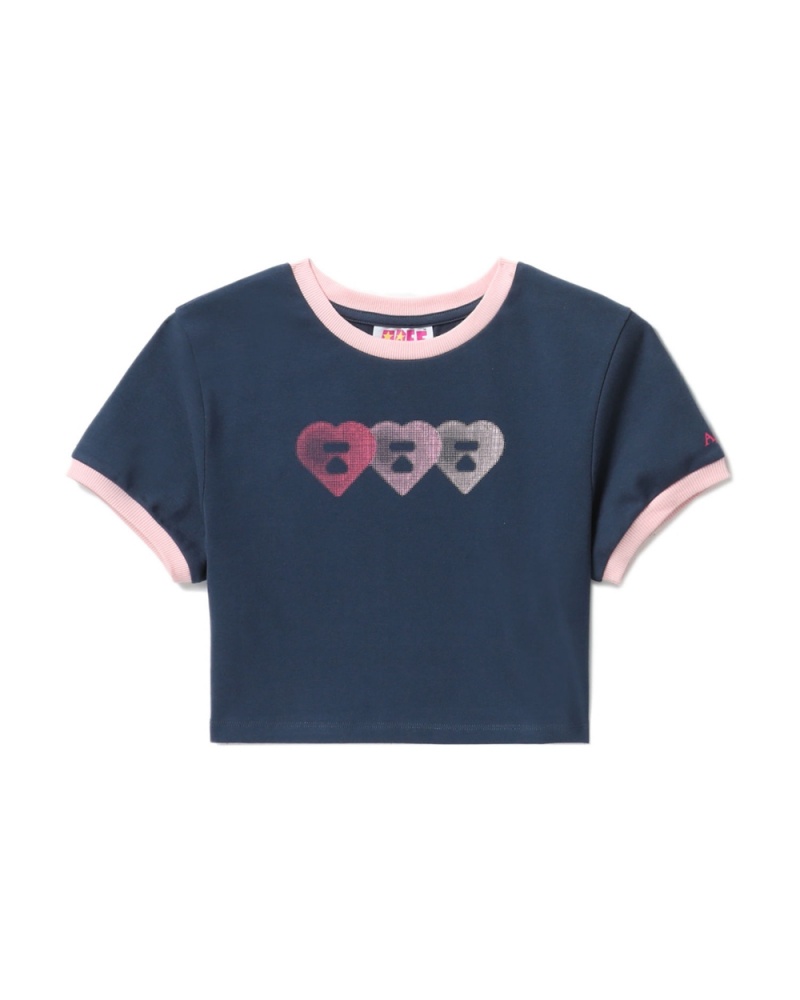 Bape Graphic crop #3 T-shirts Damen Navy Blau | DJQ-408672