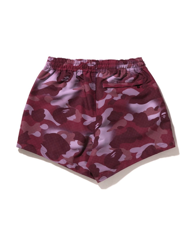 Bape Grid Kurze Hose Damen Dunkelrot | GIL-619840