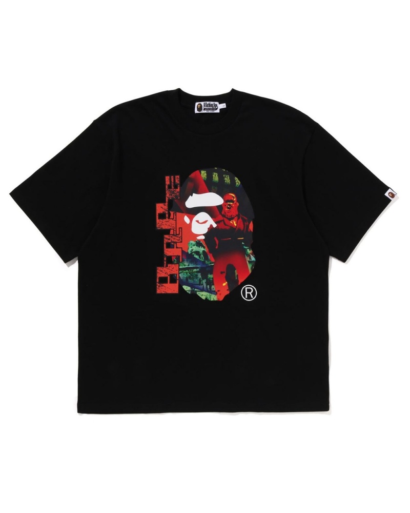 Bape Head graphic T-shirts Herren Schwarz | ZUT-657298