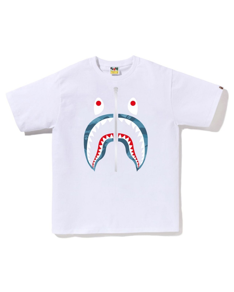 Bape Honeycomb Shark T-shirts Herren Weiß | ZCU-942731