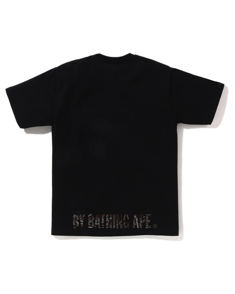 Bape Layered Line Ape Face T-shirts Herren Schwarz | FGU-394281