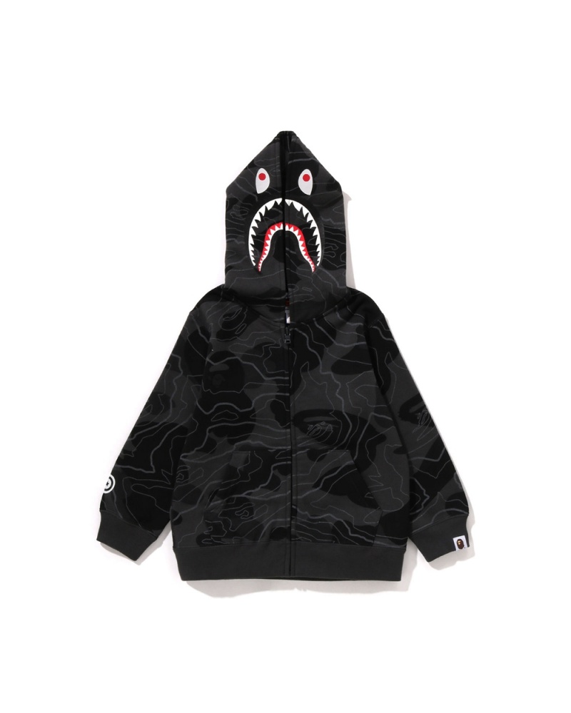 Bape Layered Line Shark Zip Hoodie Oberbekleidung Kinder Schwarz | UTO-437861