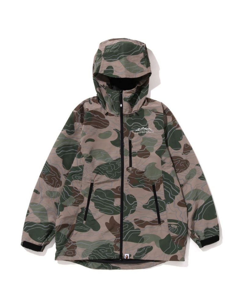 Bape Layered Line Shell Jacken Herren Grau Braun | NTS-674923