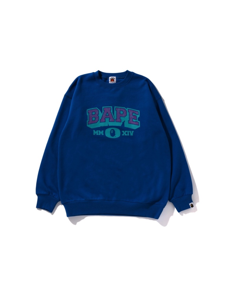 Bape Line Crewneck Jr Oberteile Kinder Königsblau Blau | QEP-385794