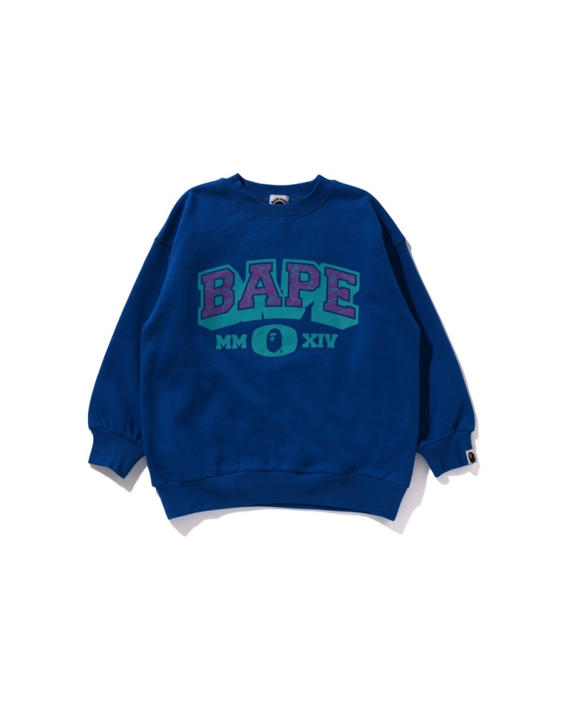 Bape Line Crewneck Oberteile Kinder Königsblau Blau | FJP-890675