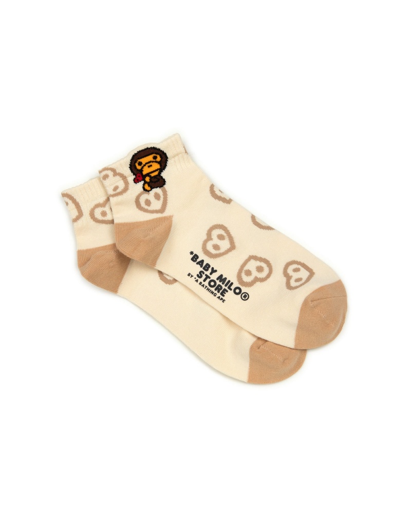 Bape Logo ankle Socken Damen Weiß | PCF-743102