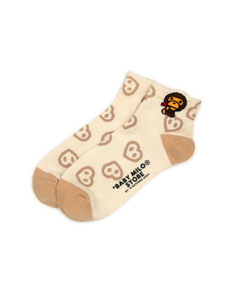 Bape Logo ankle Socken Damen Weiß | PCF-743102