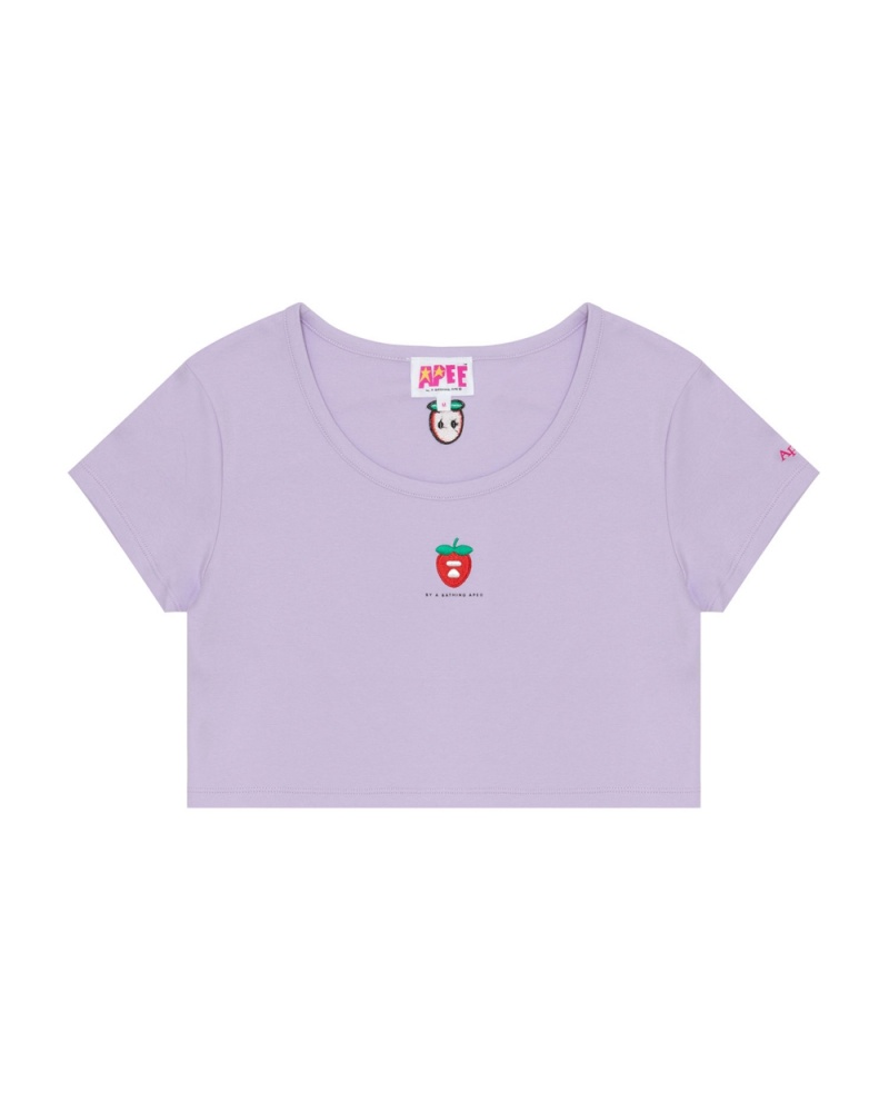 Bape Logo berry T-shirts Damen Lila | YPF-639150