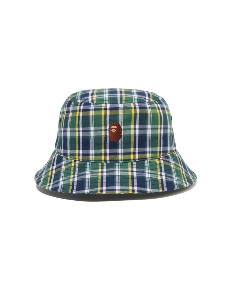 Bape Mini Check Bucket Hüte Herren Hellgrün | UBX-985107