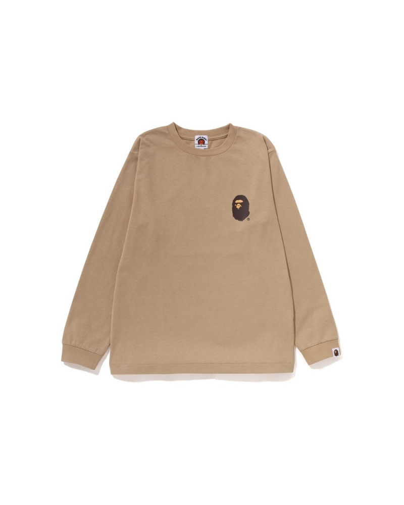 Bape Multi Logo L/S Jr Oberteile Kinder Beige | FEU-023748