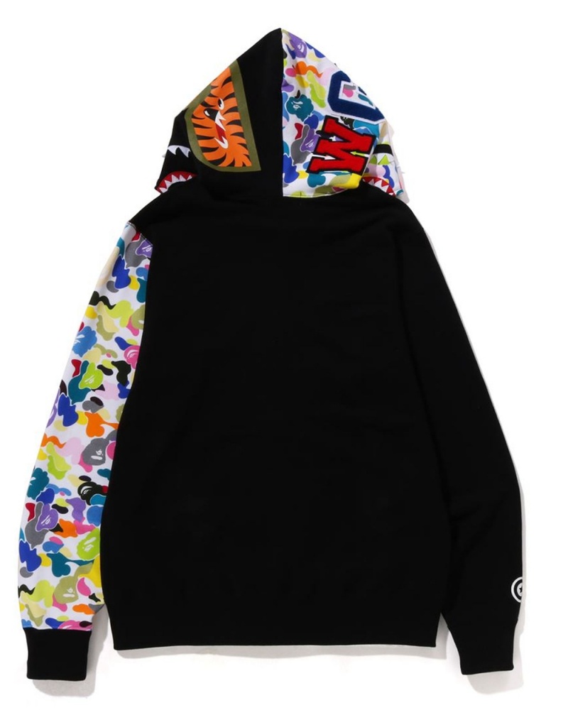 Bape Multi NYC Logo Shark Full Zip Hoodie Sweatshirt Herren Schwarz | ZBF-743296