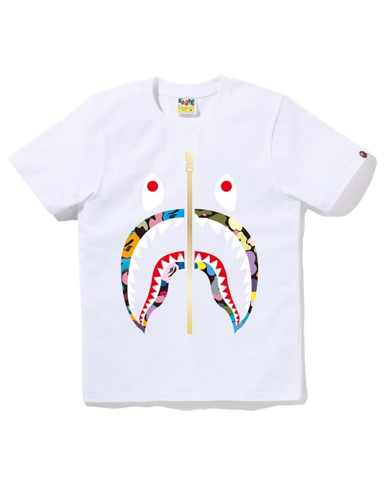 Bape Multi Shark T-shirts Damen Weiß | ROT-792483