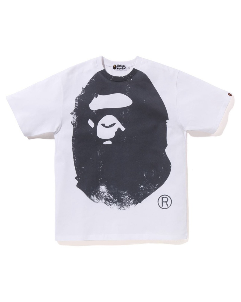 Bape Overprinted Ape Head T-shirts Herren Weiß | HFS-840721