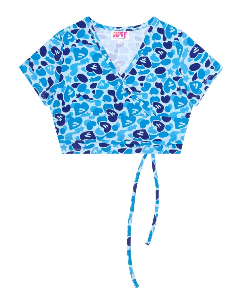 Bape Printed Bluse Damen Blau | ONX-240538