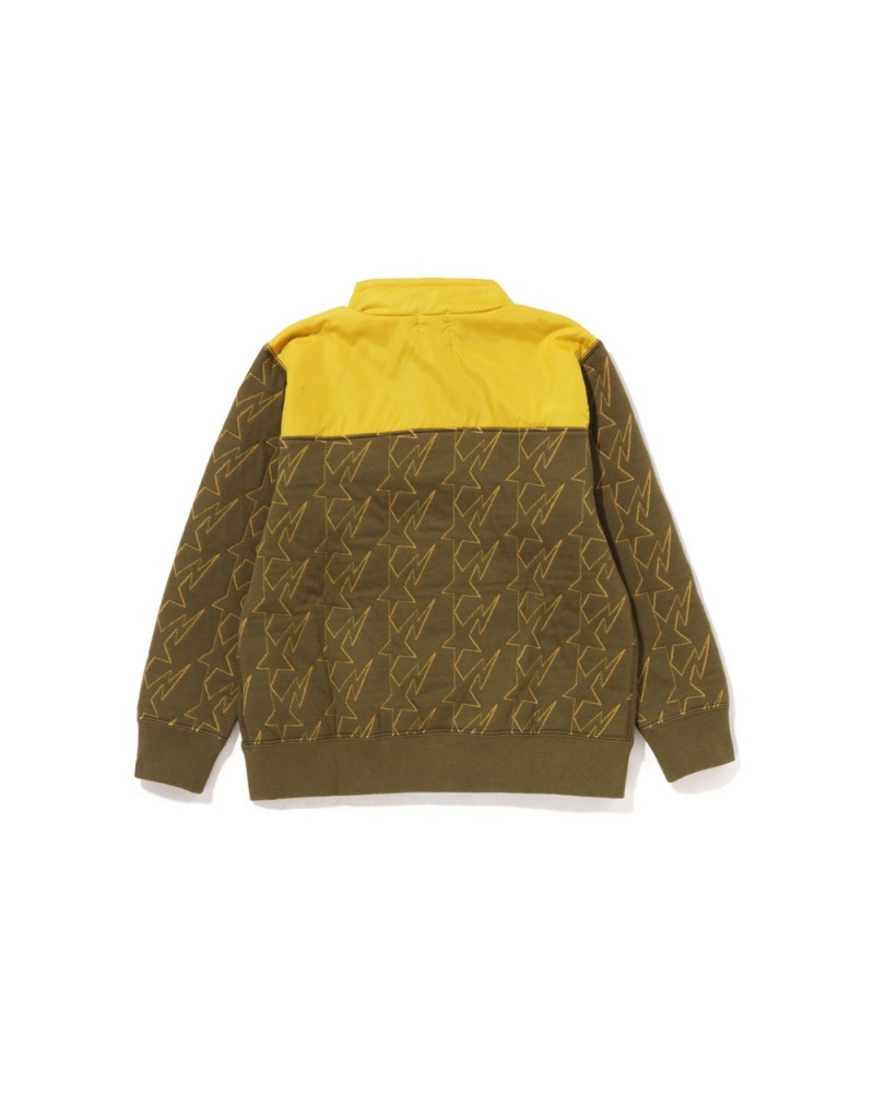 Bape STA Quilting Ape Head Half Snap Sweat Oberbekleidung Kinder Dunkelkhaki | TLW-963045