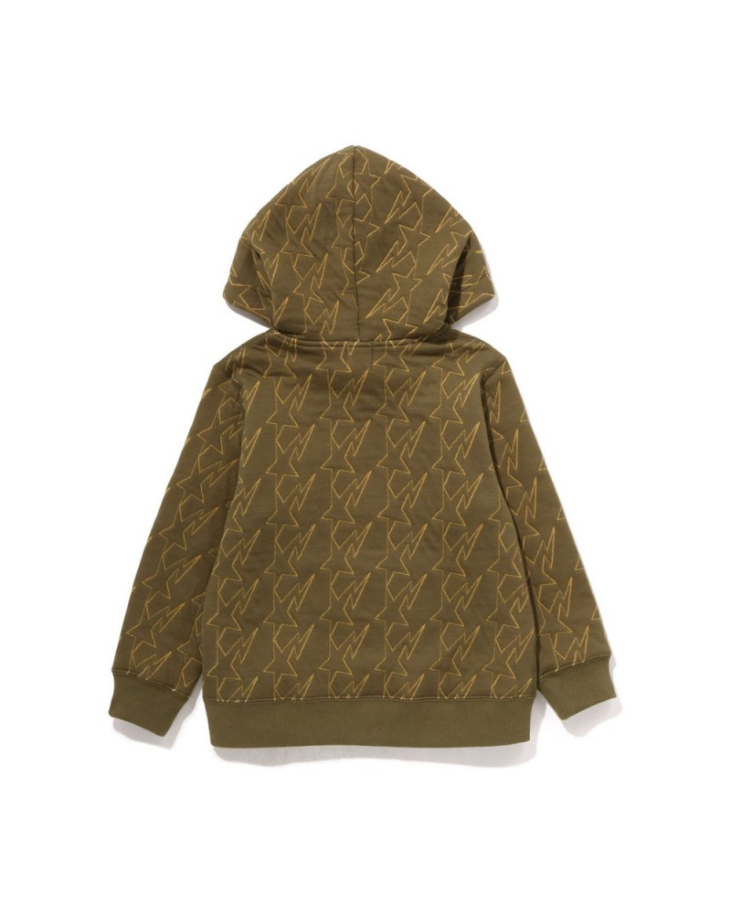 Bape STA Quilting Zip Hoodie Oberteile Kinder Grün | PWK-429380