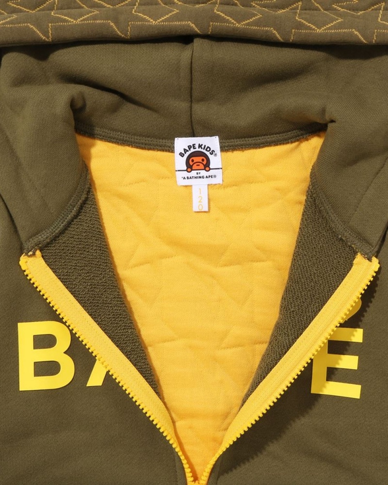 Bape STA Quilting Zip Hoodie Oberteile Kinder Grün | PWK-429380