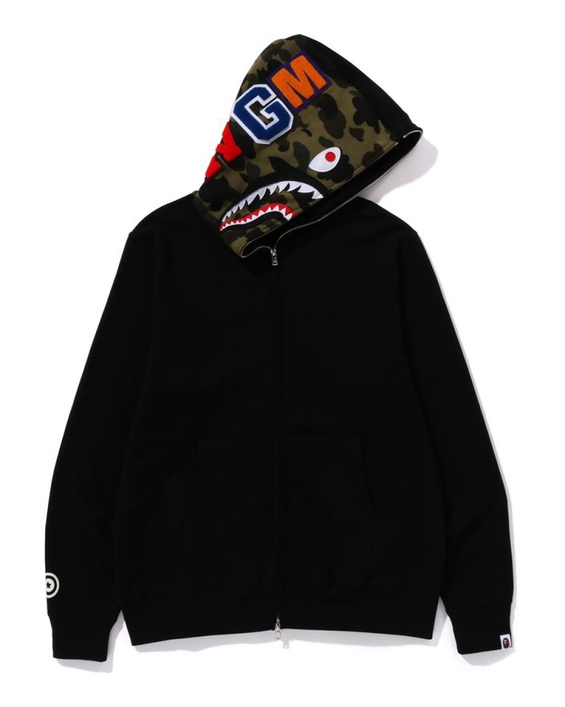 Bape Shark Full Zip Hoodie Sweatshirt Herren Schwarz | OAM-024983