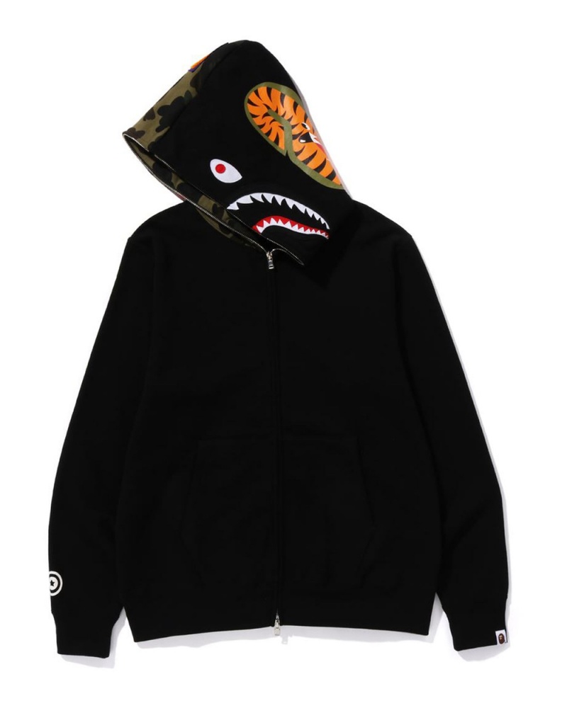 Bape Shark Full Zip Hoodie Sweatshirt Herren Schwarz | OAM-024983