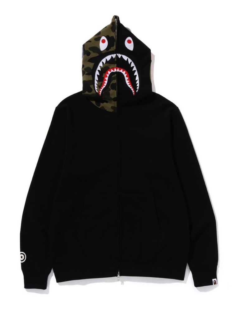 Bape Shark Full Zip Hoodie Sweatshirt Herren Schwarz | OAM-024983