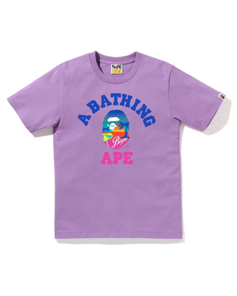 Bape Sunset Beach T-shirts Damen Lila | YFG-254301