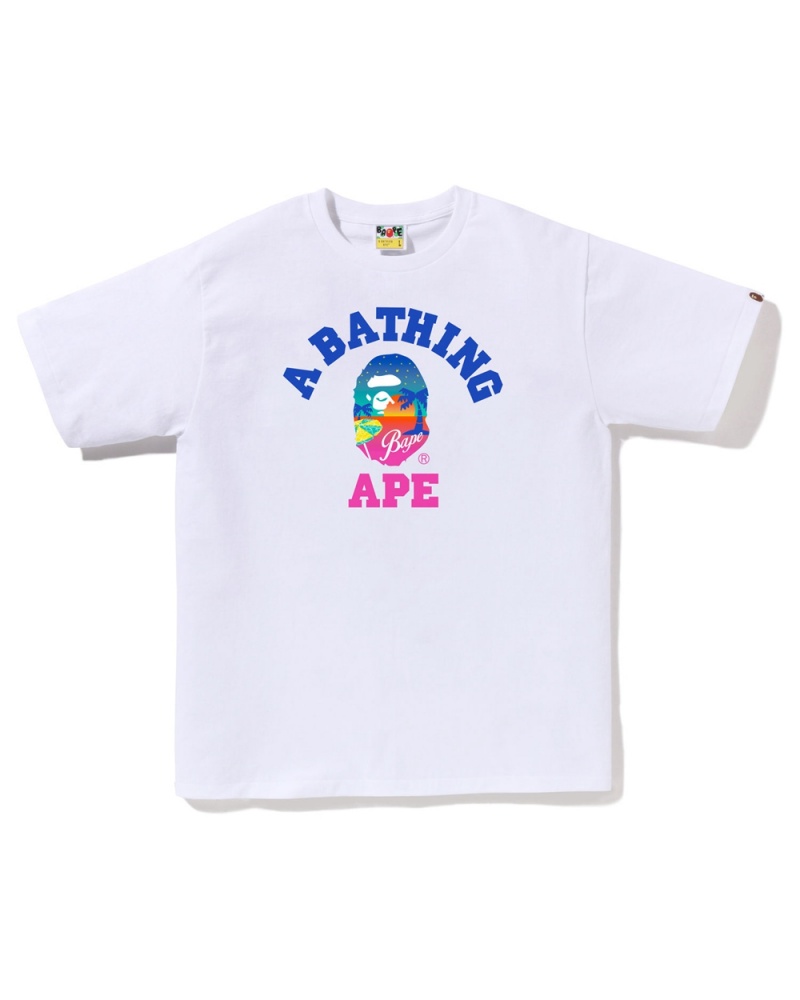 Bape Sunset Beach T-shirts Herren Weiß | RQX-341506