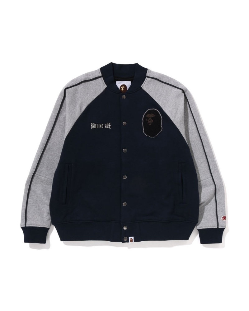 Bape Sweat Varsity Jacken Herren Navy Blau | CYR-924736