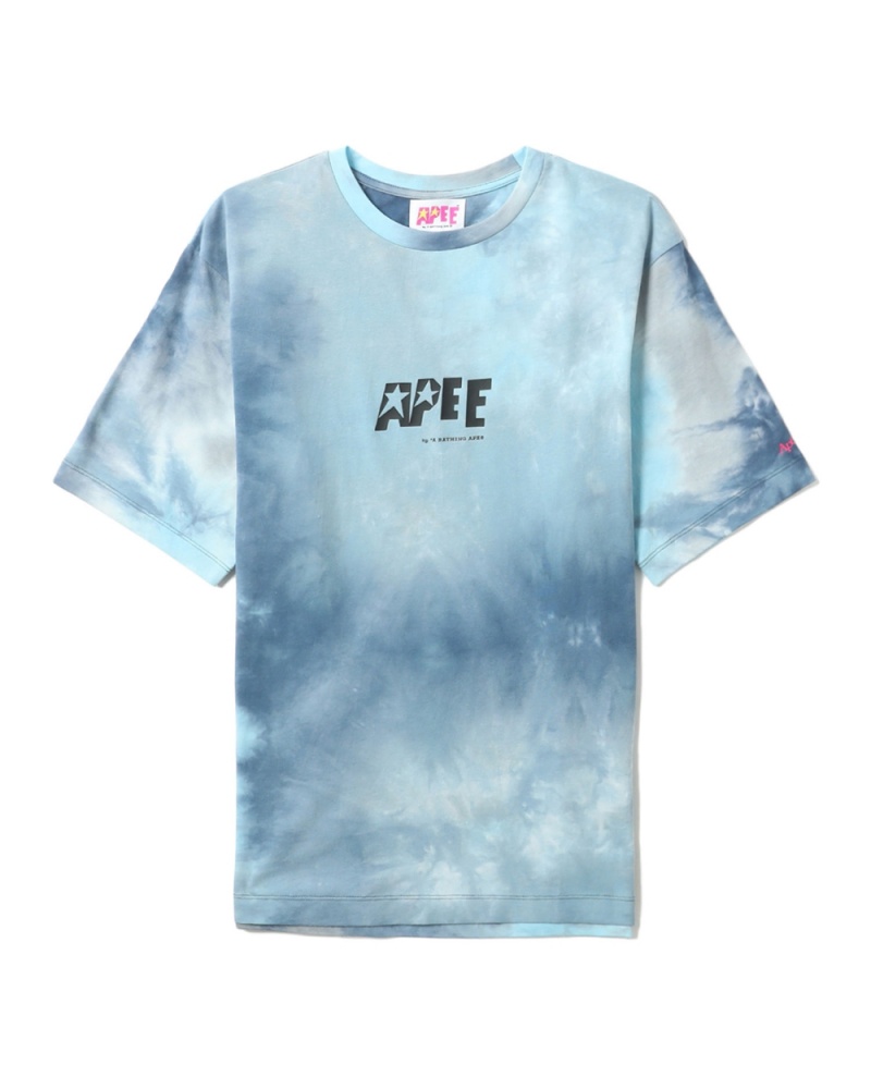 Bape Tie-dye graphic slit T-shirts Damen Blau | SMN-534712