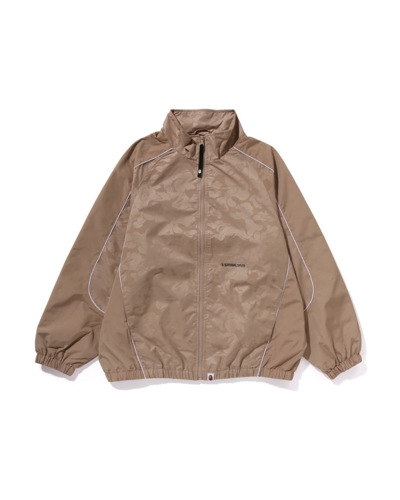 Bape Tonal Solid Metal Logo Pin Track Jacken Herren Beige | VTU-607521