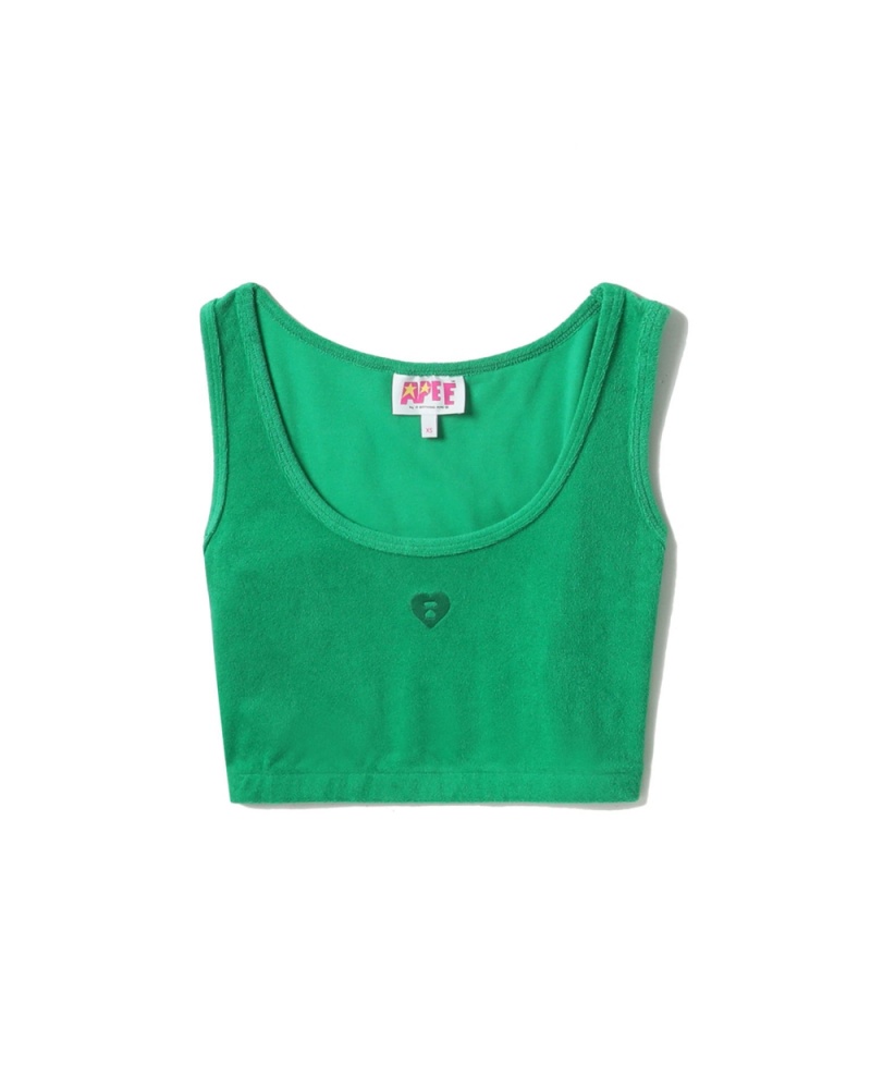 Bape Towelling crop tank Jacken Damen Türkis | VQM-613758