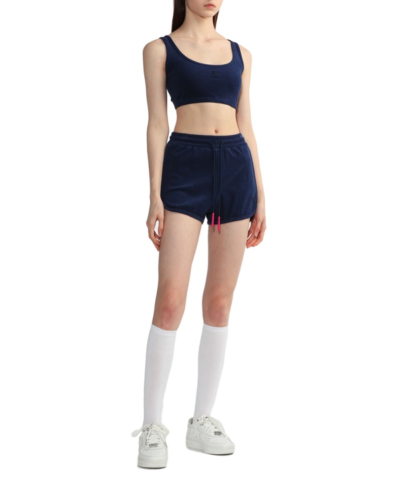 Bape Towelling track shorts Kurze Hose Damen Navy Blau | PFT-372015