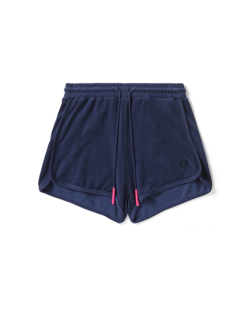 Bape Towelling track shorts Kurze Hose Damen Navy Blau | PFT-372015