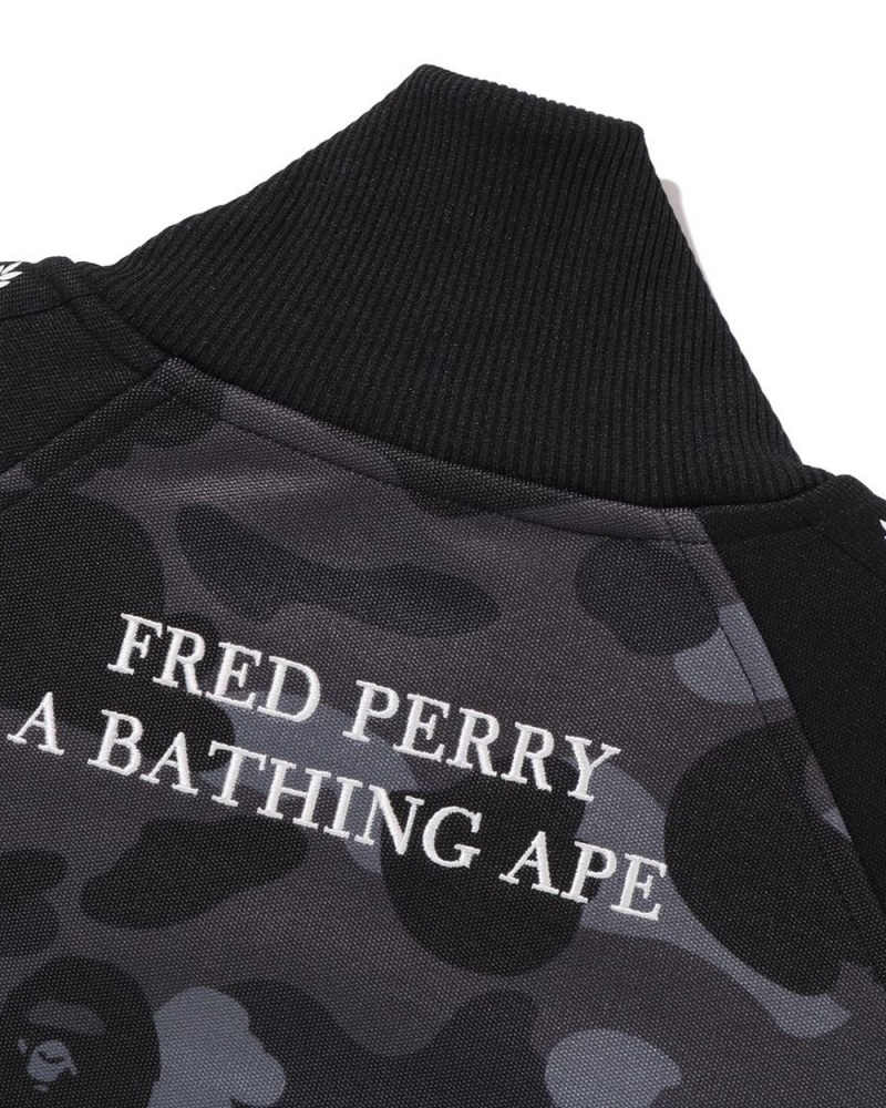 Bape X Fred Perry Track Jacken Herren Schwarz | FPC-437051