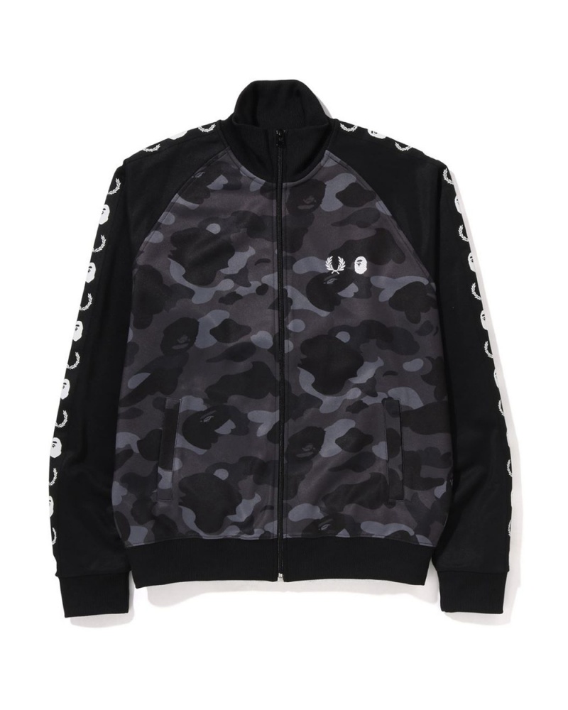 Bape X Fred Perry Track Jacken Herren Schwarz | FPC-437051